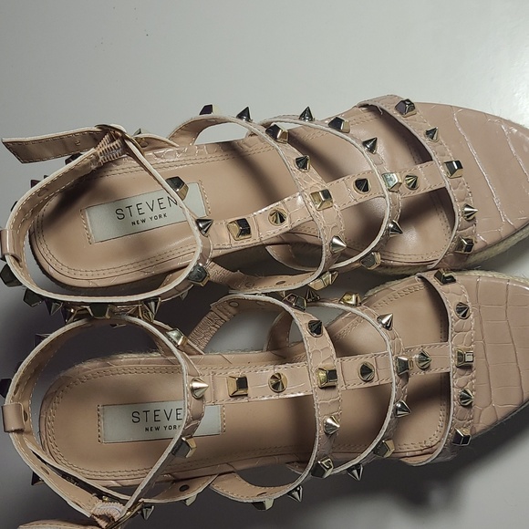 Steven New York Scoutt Neutral Wedge Espadrille Studded Sandale used G/Con.Si 8M - Picture 6 of 7